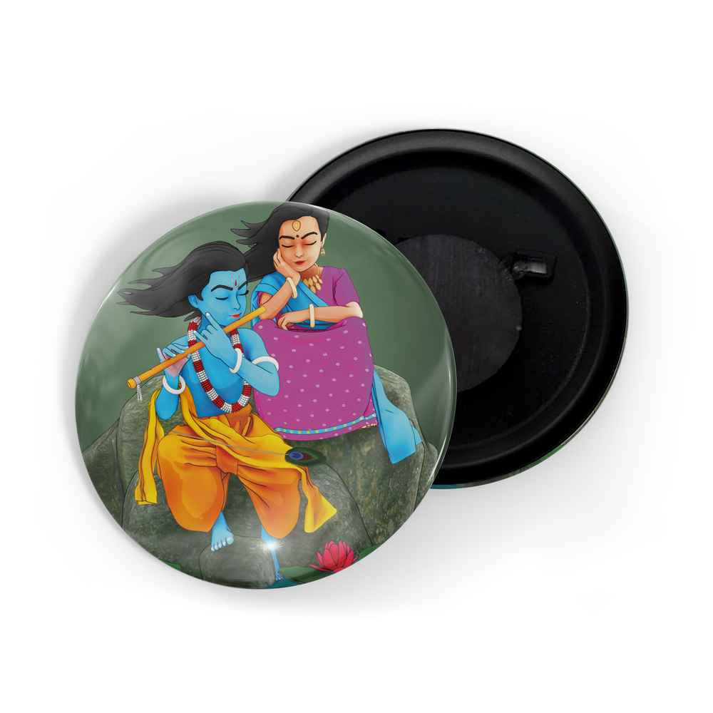dhcrafts Fridge Magnet Multicolor Radha Krishna D11 Glossy Finish Design Pack of 1 (58mm)